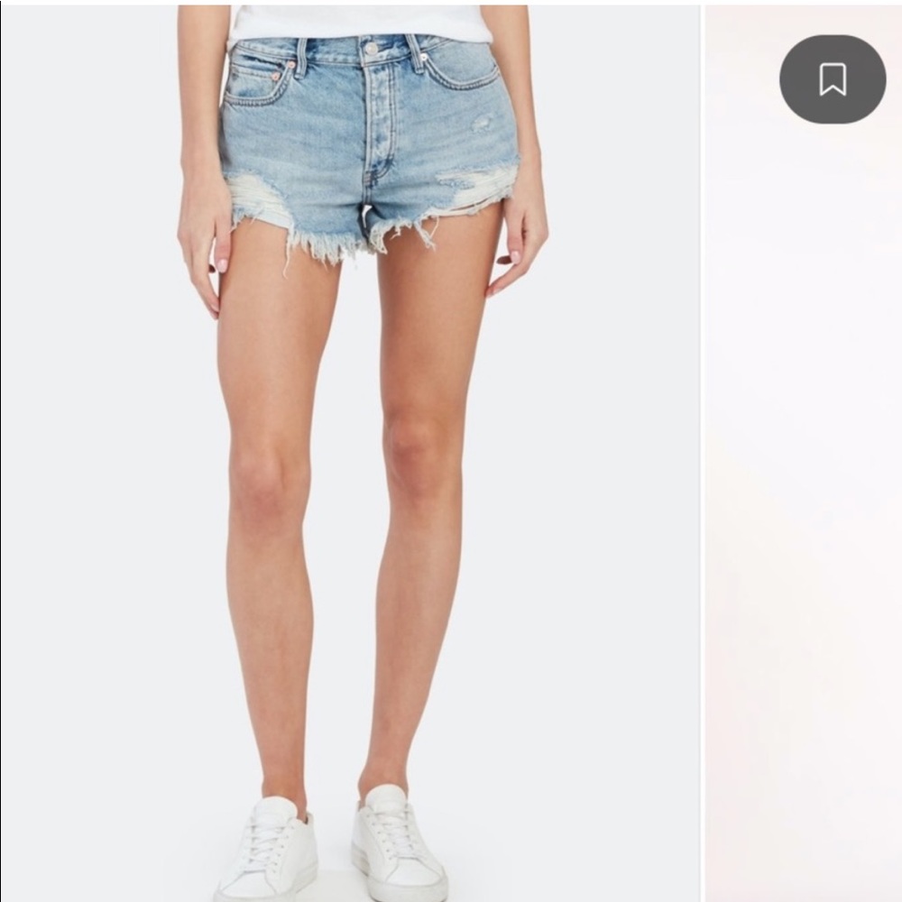 Free People High Rise Buttonfly Jean Shorts